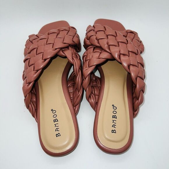 Bamboo Women's Braided Crisscross Strap Kick 61 Sandal Pink Size 6 New - Picture 6 of 6